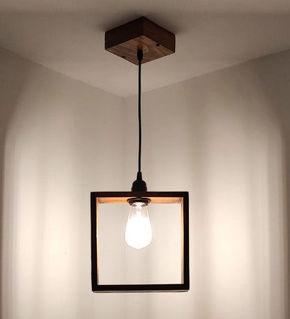 Justice Brown Wooden Single Hanging Lamp