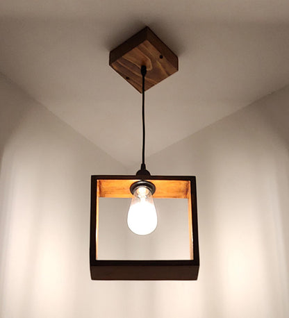 Justice Brown Wooden Single Hanging Lamp