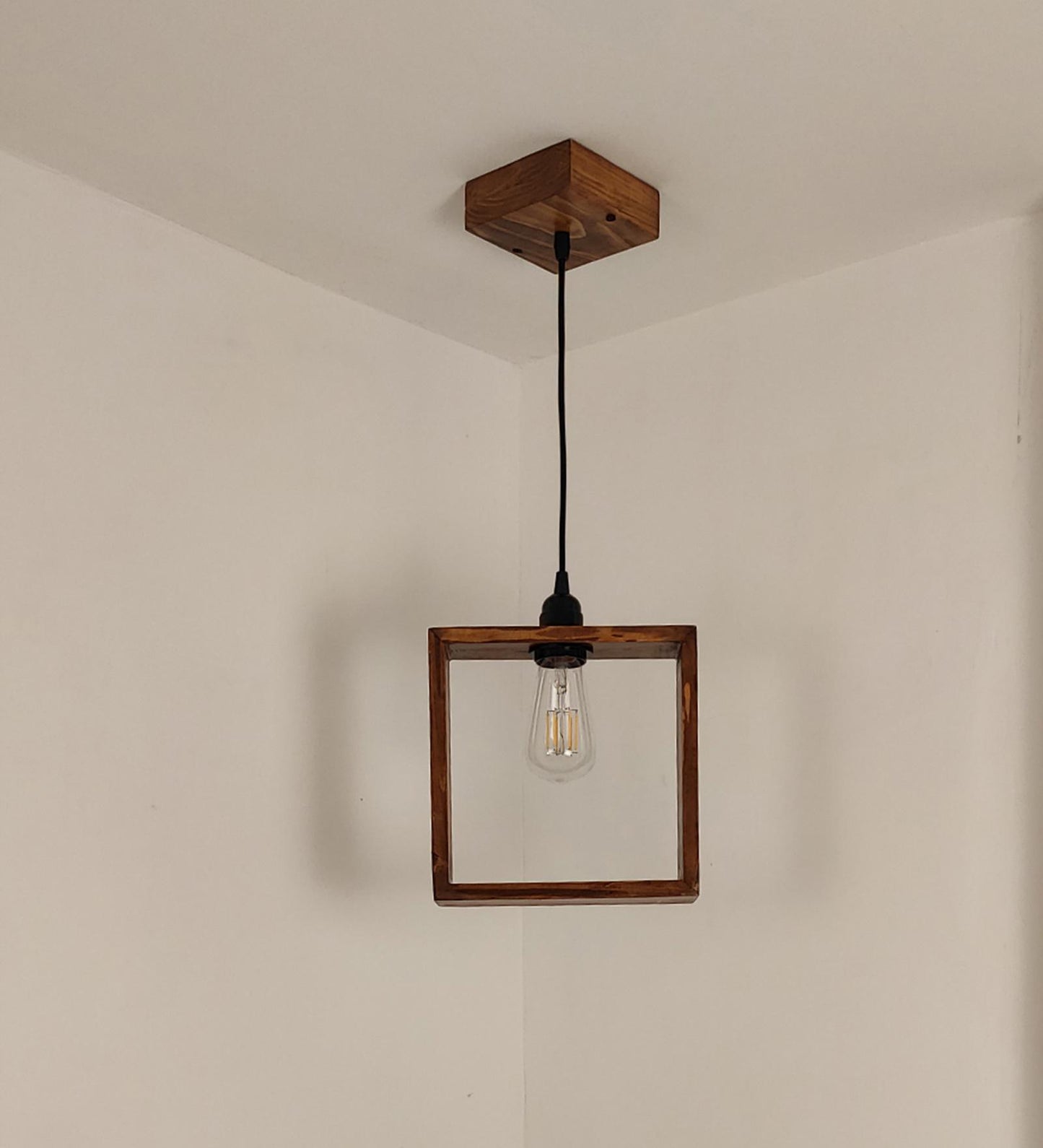 Justice Brown Wooden Single Hanging Lamp