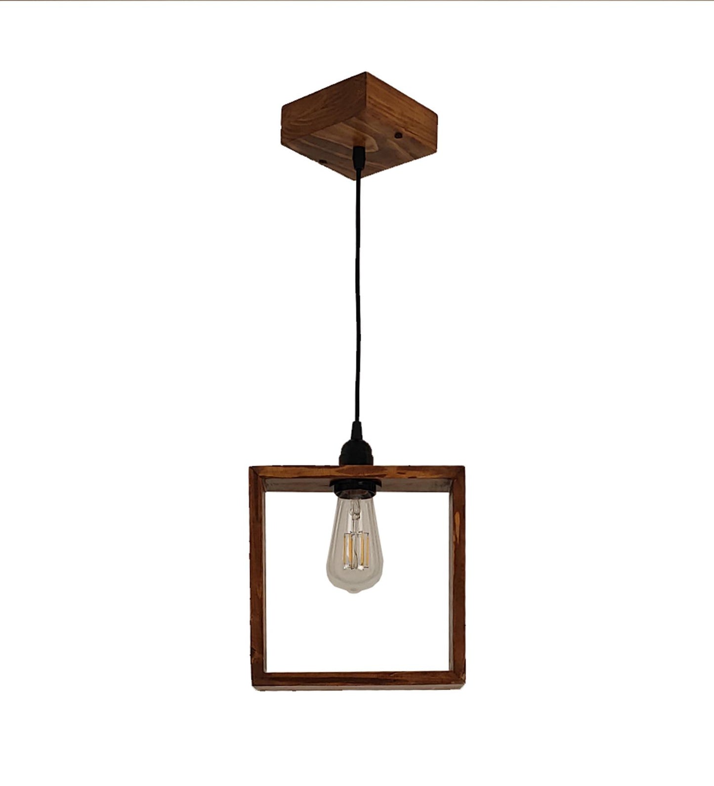 Justice Brown Wooden Single Hanging Lamp
