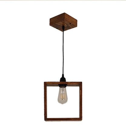 Justice Brown Wooden Single Hanging Lamp