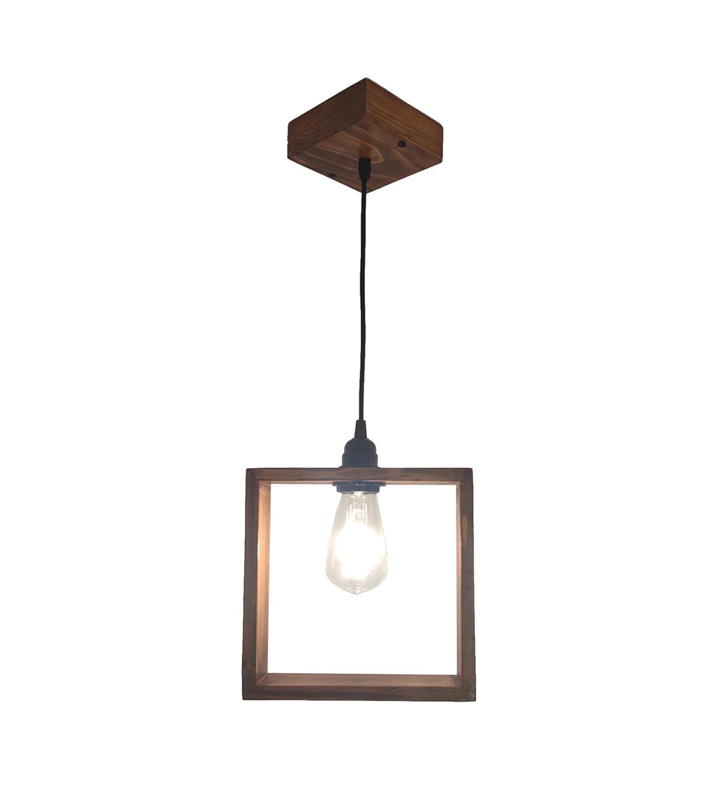 Justice Brown Wooden Single Hanging Lamp