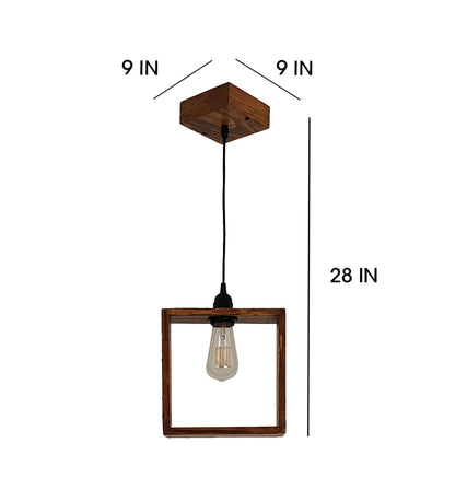 Justice Brown Wooden Single Hanging Lamp