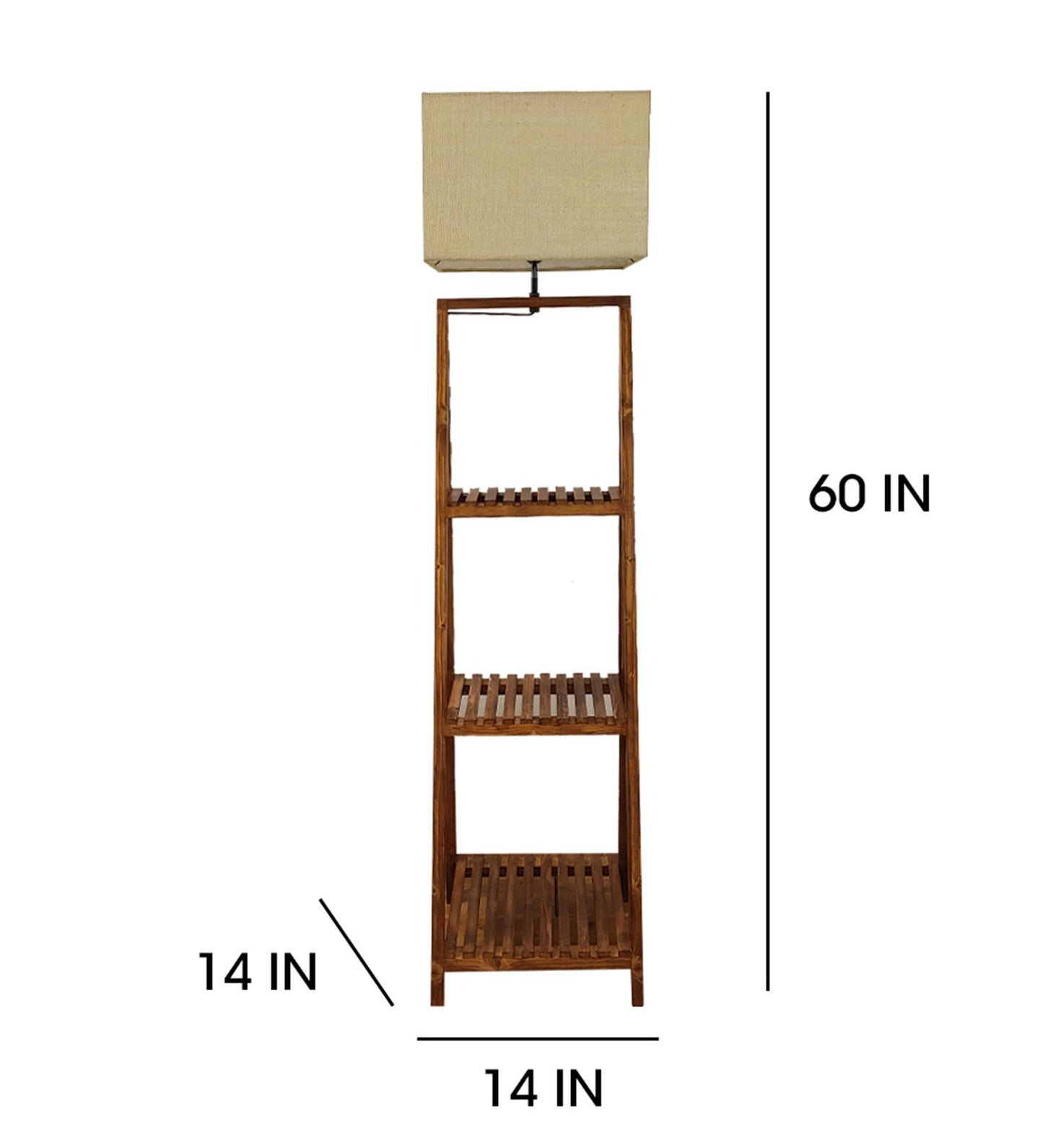 Cold Wooden Floor Lamp with Brown Base and Jute Fabric Lampshade