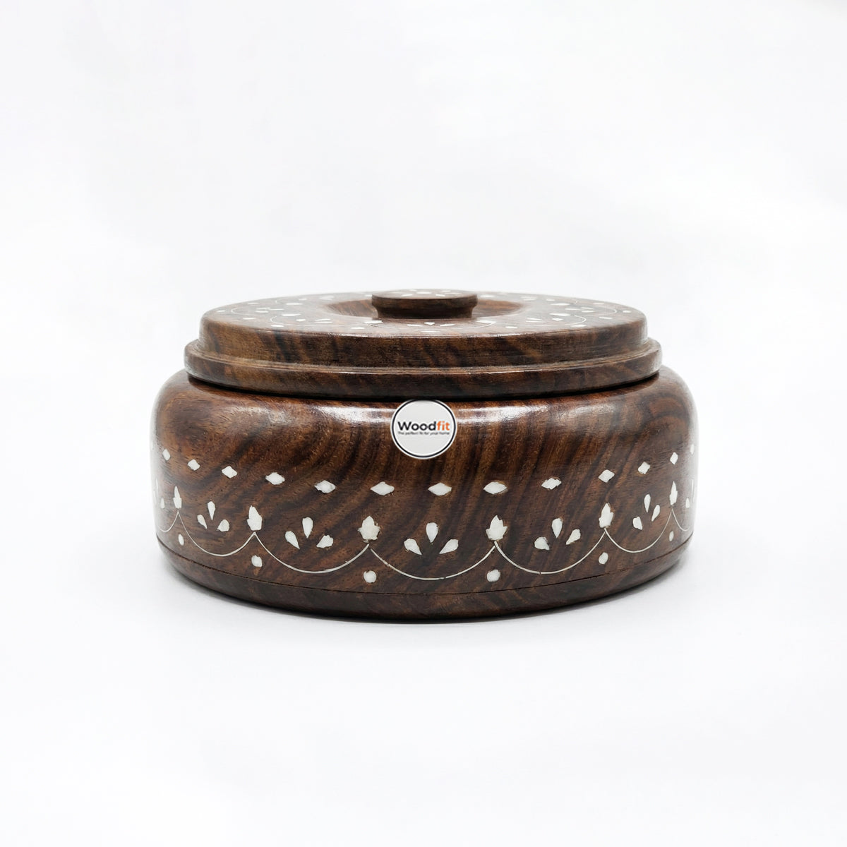 Solid Sheesham Wood Multi-Purpose Masala & Dry Fruit Box with Floral Inlay Work