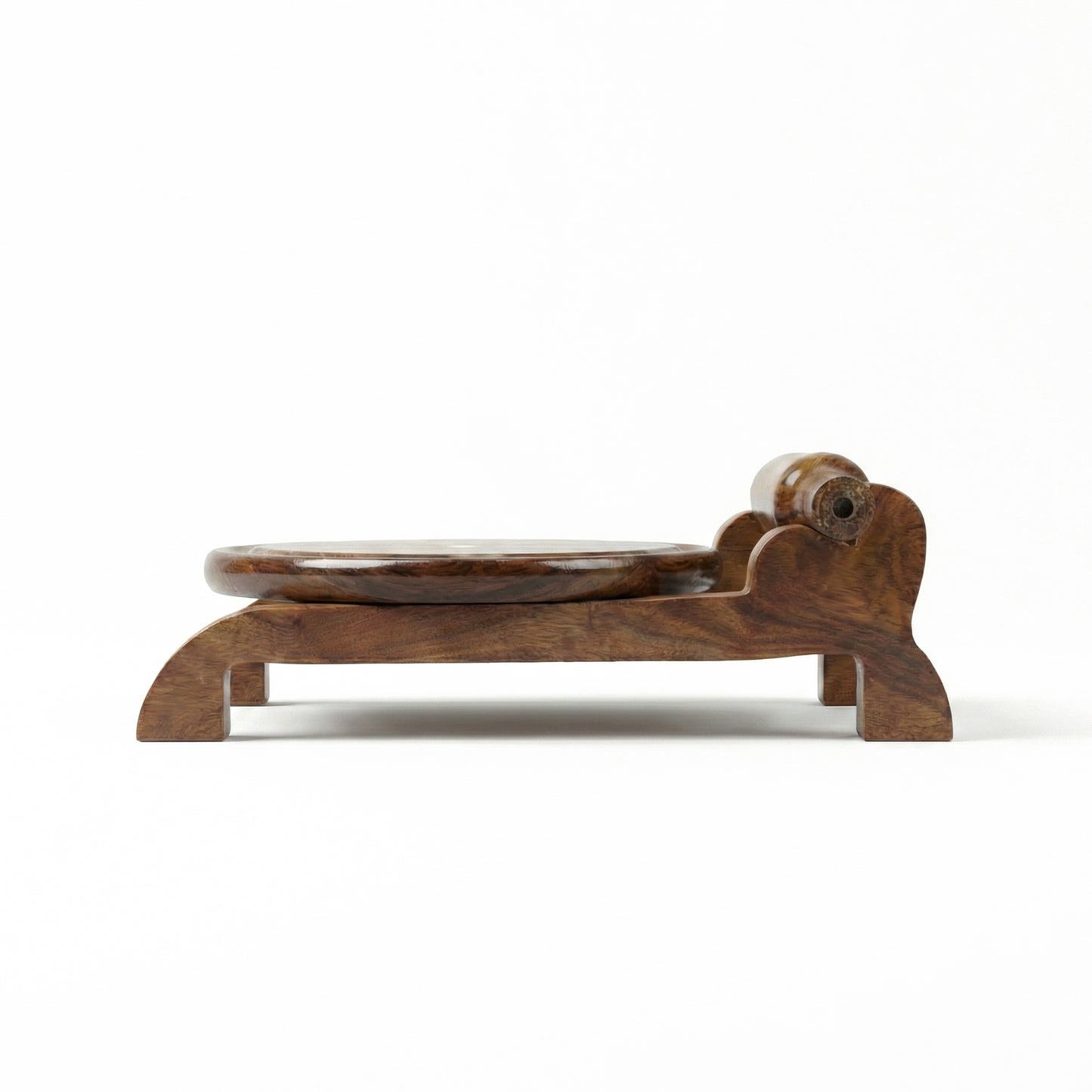Woodfit Handcrafted Solid Sheesham Wood Chakla Belan Set with Integrated Storage Stand