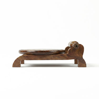 Woodfit Handcrafted Solid Sheesham Wood Chakla Belan Set with Integrated Storage Stand
