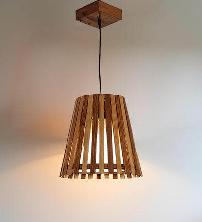 Dead Beige & Brown Wooden Single Hanging Lamp