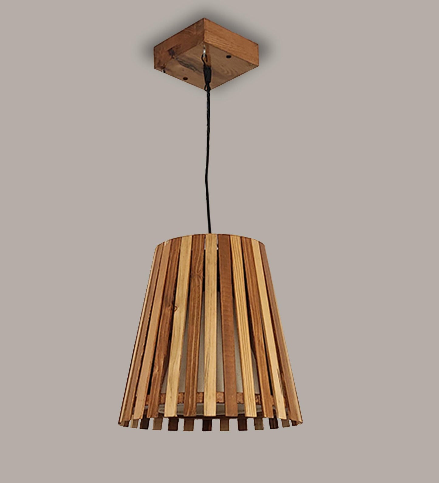 Dead Beige & Brown Wooden Single Hanging Lamp
