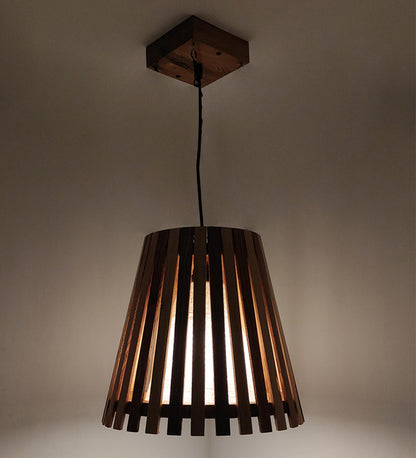 Dead Beige & Brown Wooden Single Hanging Lamp
