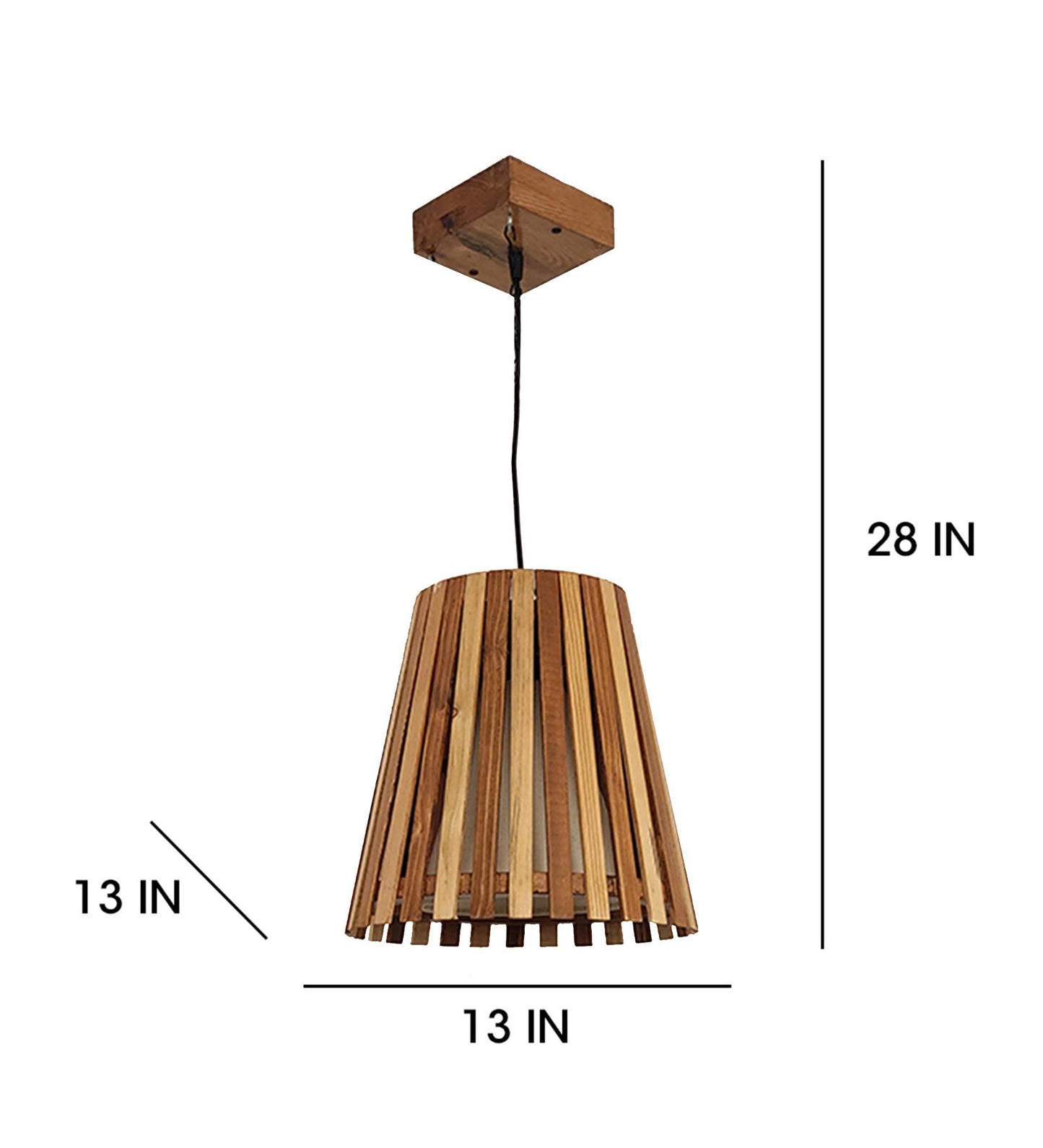 Dead Beige & Brown Wooden Single Hanging Lamp