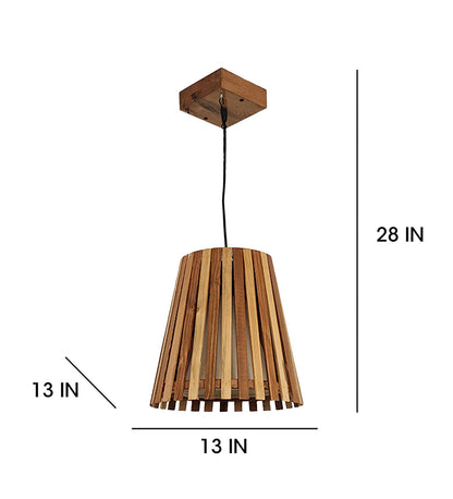 Dead Beige & Brown Wooden Single Hanging Lamp