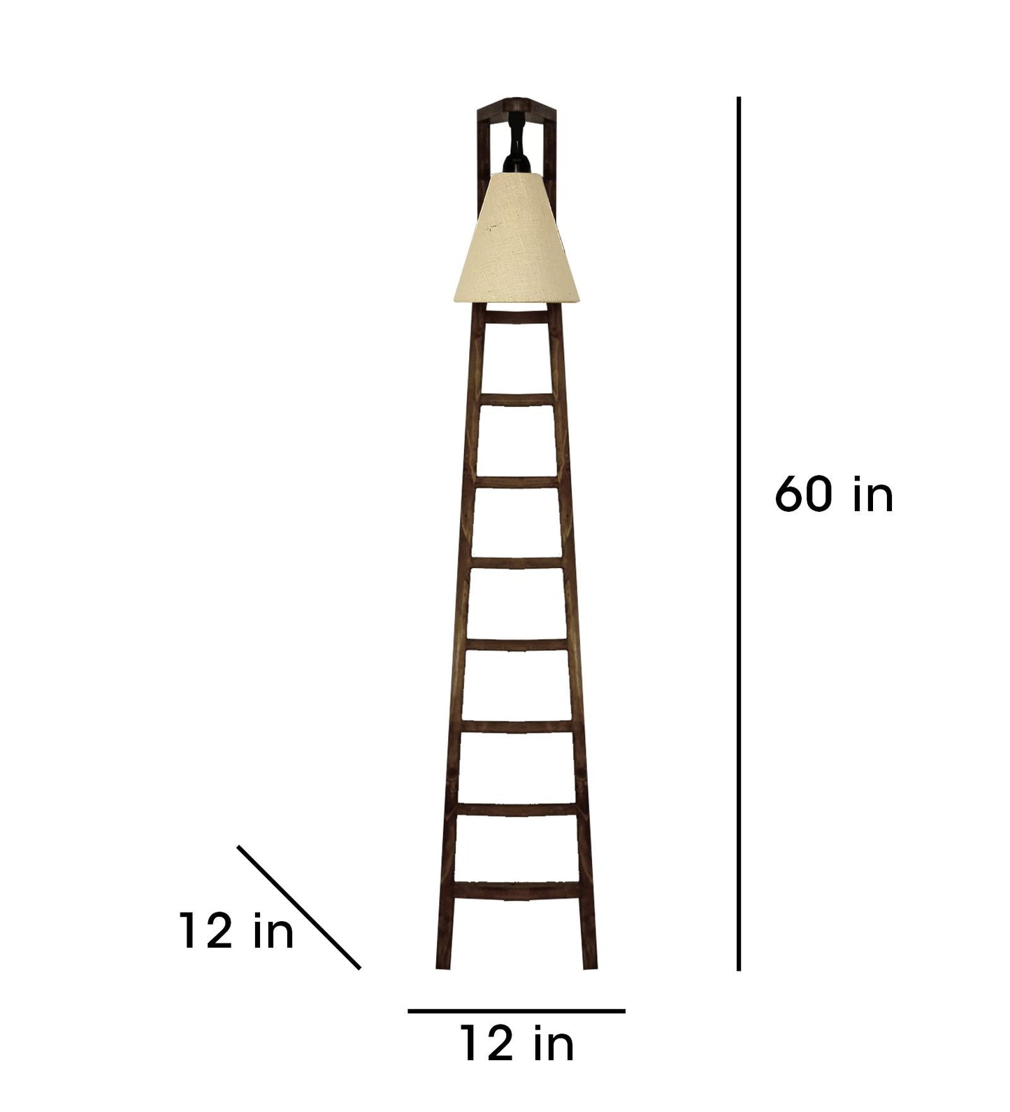 Yore Wooden Floor Lamp with Brown Base and Jute Fabric Lampshade