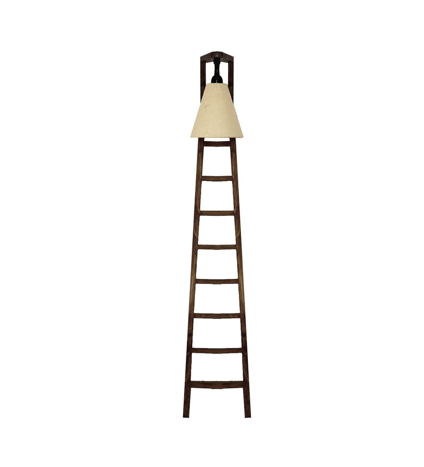 Yore Wooden Floor Lamp with Brown Base and Jute Fabric Lampshade