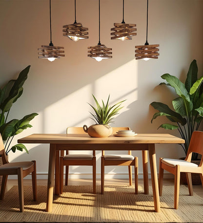Lapis Brown Wooden 5 Series Hanging Lamp