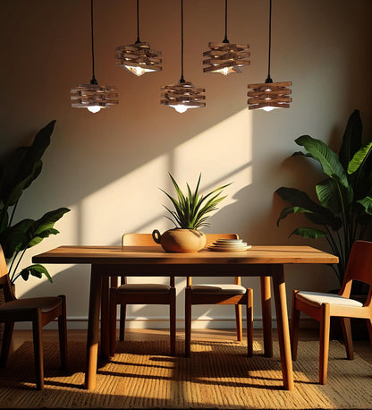 Lapis Brown Wooden 5 Series Hanging Lamp