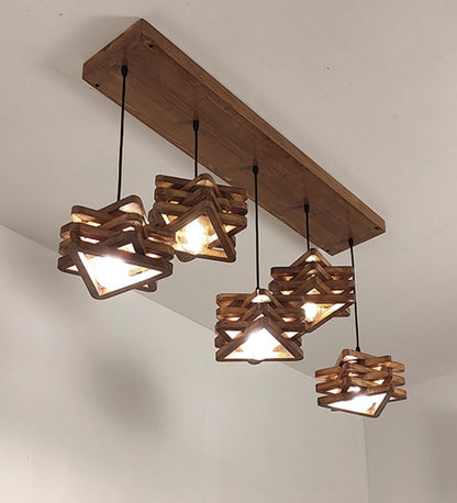 Lapis Brown Wooden 5 Series Hanging Lamp
