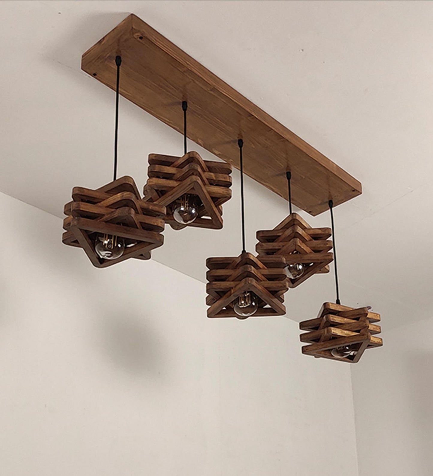 Lapis Brown Wooden 5 Series Hanging Lamp