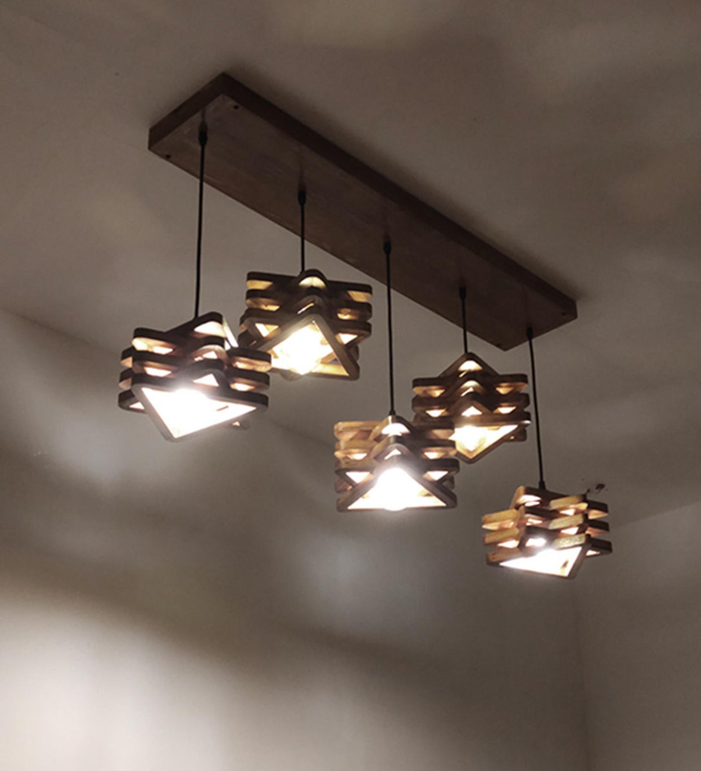 Lapis Brown Wooden 5 Series Hanging Lamp