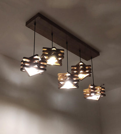 Lapis Brown Wooden 5 Series Hanging Lamp