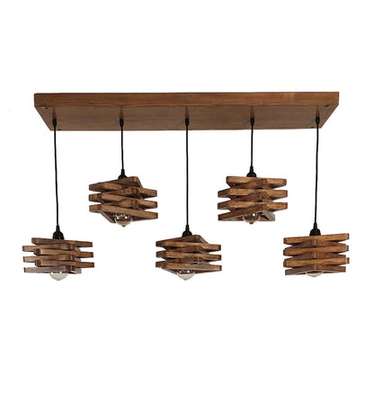 Lapis Brown Wooden 5 Series Hanging Lamp
