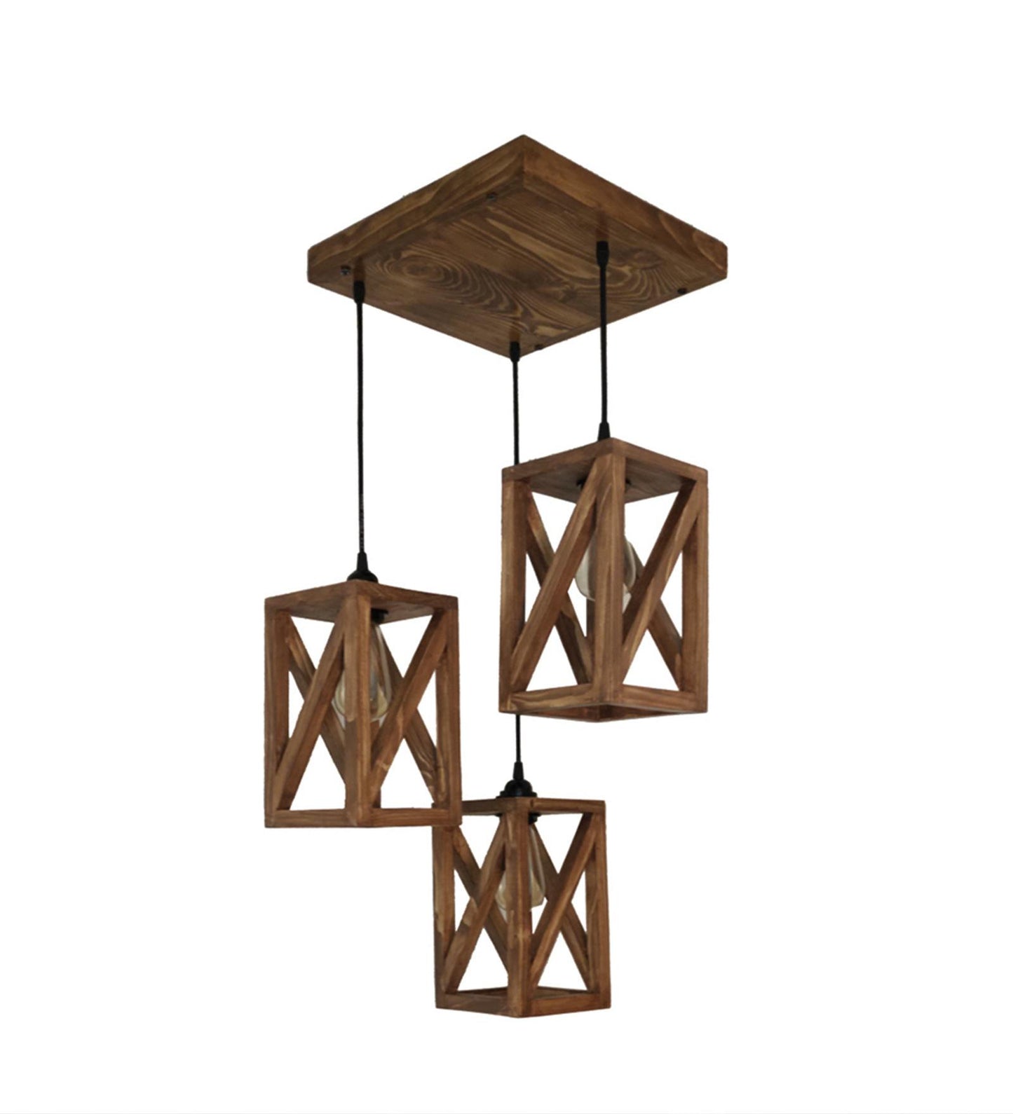 Teach Brown Wooden Cluster hanging Lamp