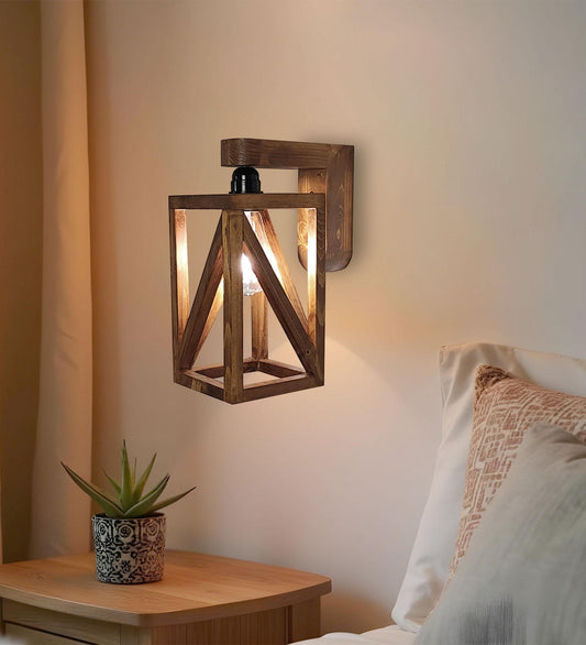 Teach Brown Wooden Wall Light