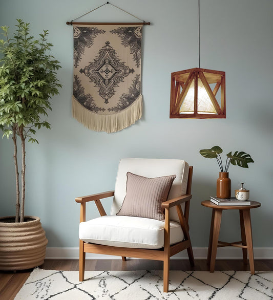 Teach Hexa Brown Wooden Single Hanging Lamp