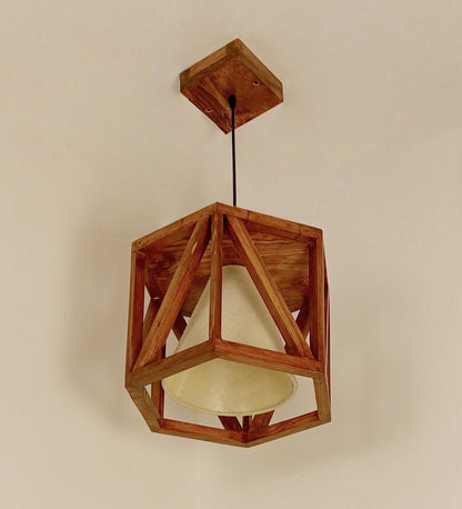 Teach Hexa Brown Wooden Single Hanging Lamp