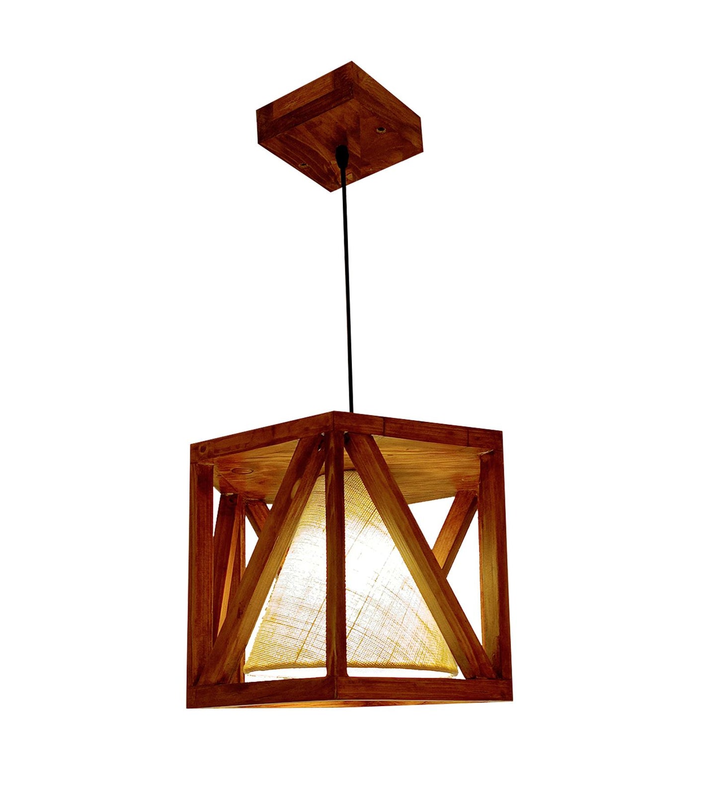 Teach Hexa Brown Wooden Single Hanging Lamp