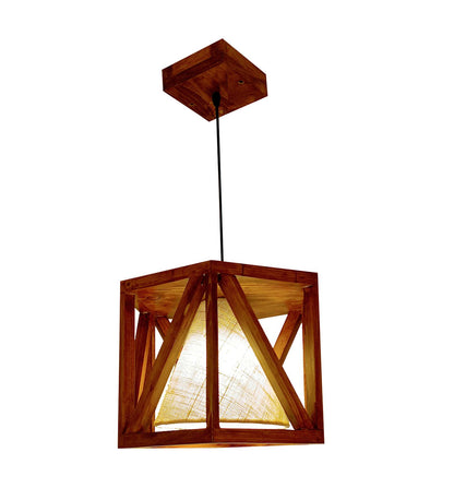 Teach Hexa Brown Wooden Single Hanging Lamp