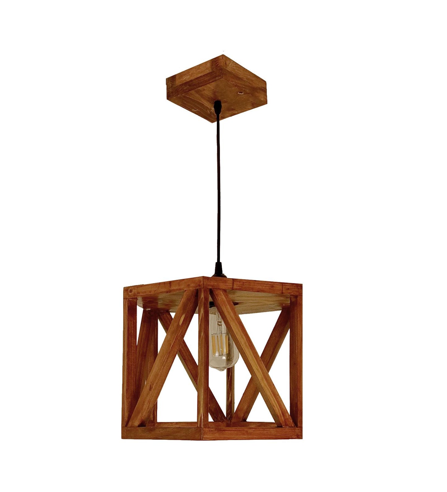 Teach Hexa Brown Wooden Single Hanging Lamp