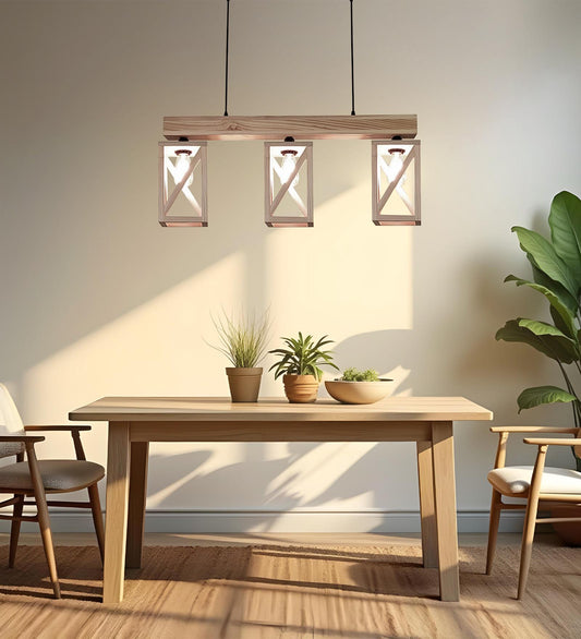Teach Beige Wooden 3 Series Hanging Lamp