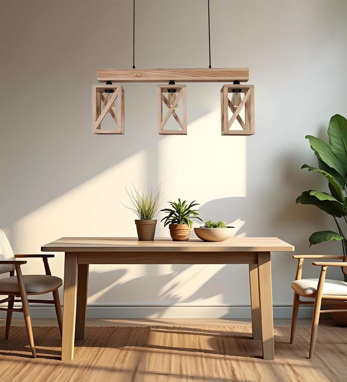 Teach Beige Wooden 3 Series Hanging Lamp