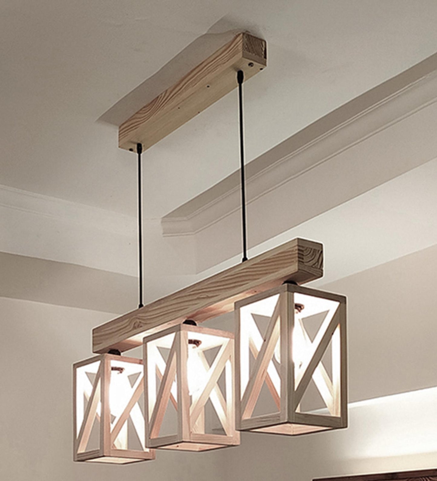 Teach Beige Wooden 3 Series Hanging Lamp