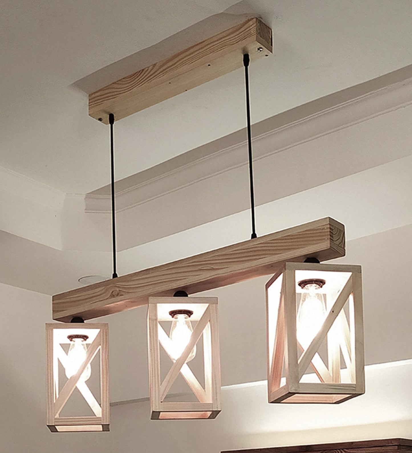 Teach Beige Wooden 3 Series Hanging Lamp