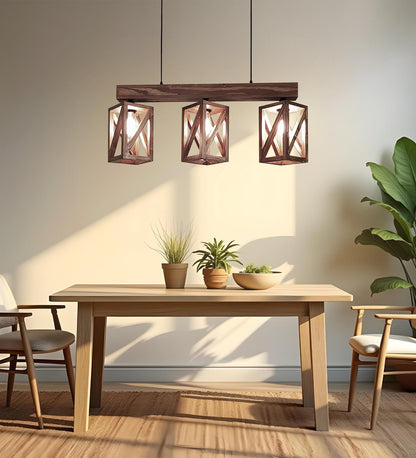 Teach Brown Wooden 3 Series Hanging Lamp