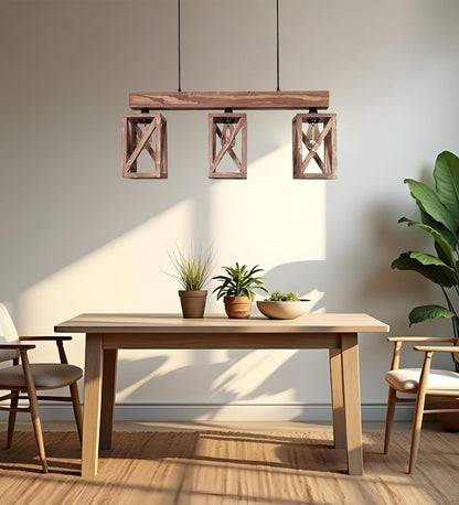 Teach Brown Wooden 3 Series Hanging Lamp