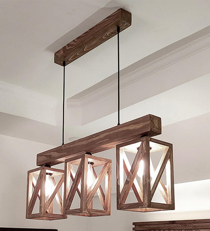 Teach Brown Wooden 3 Series Hanging Lamp