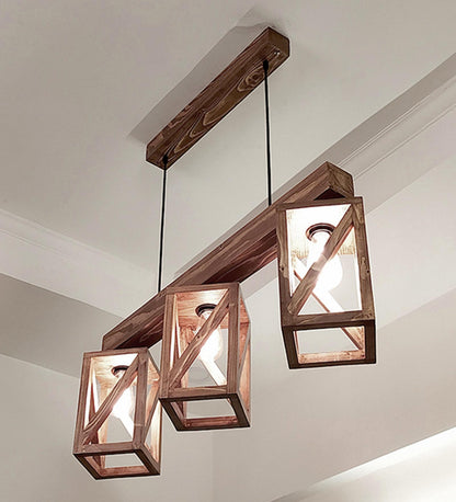 Teach Brown Wooden 3 Series Hanging Lamp