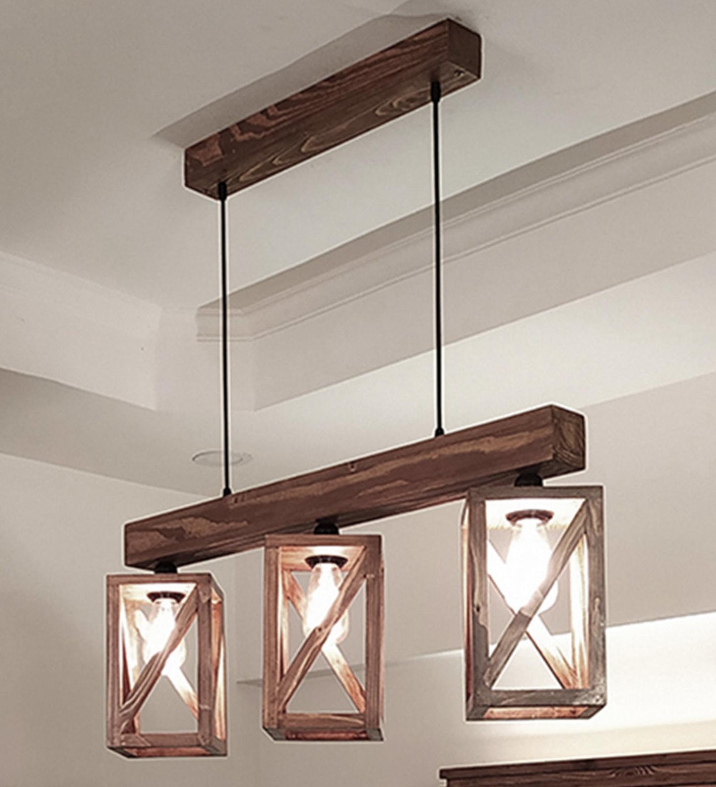 Teach Brown Wooden 3 Series Hanging Lamp