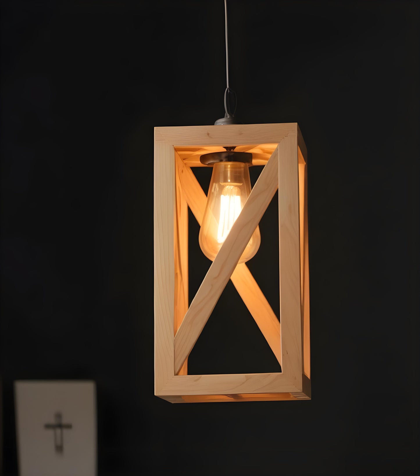 Teach Beige Wooden Single Hanging Lamp