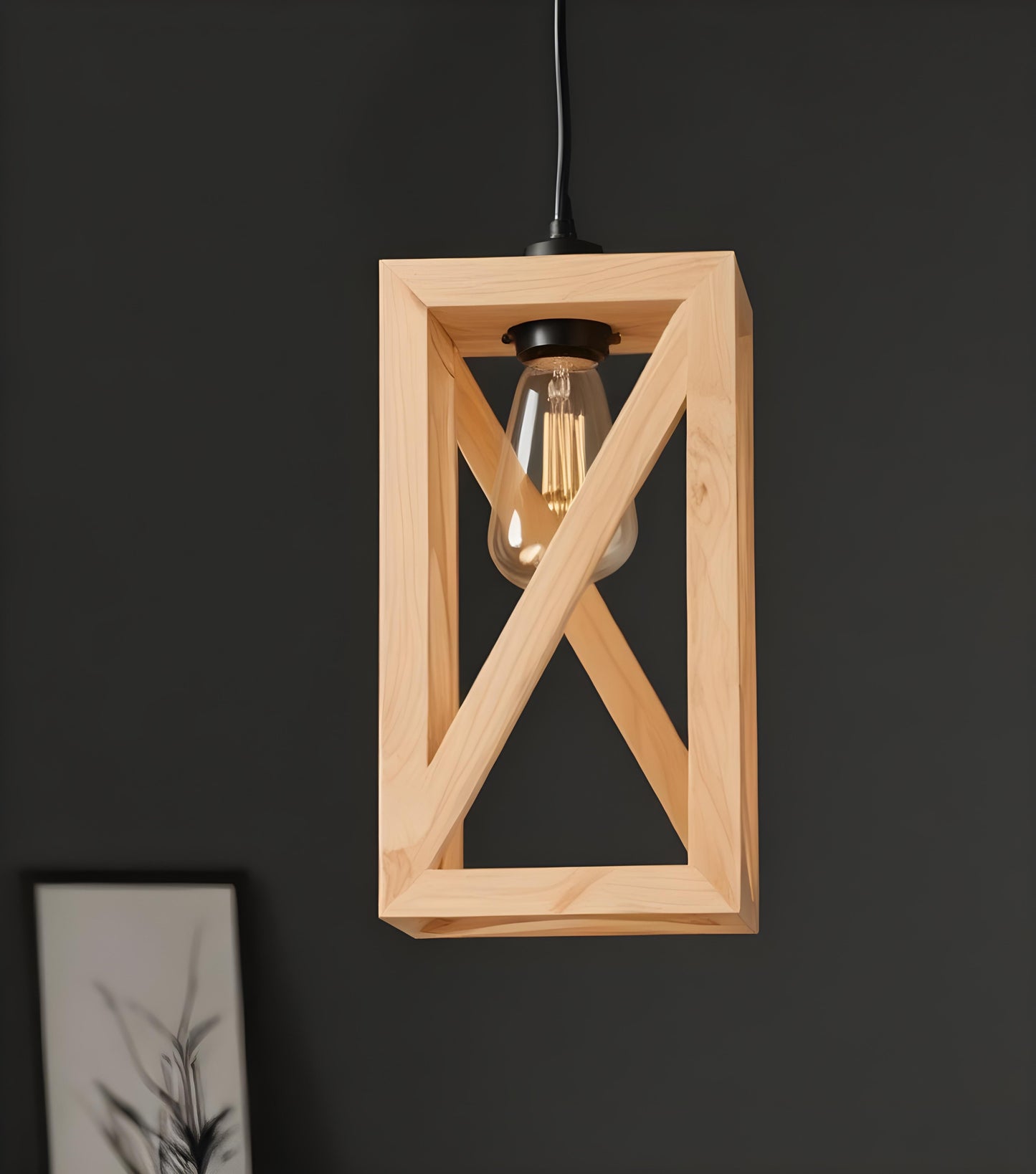 Teach Beige Wooden Single Hanging Lamp