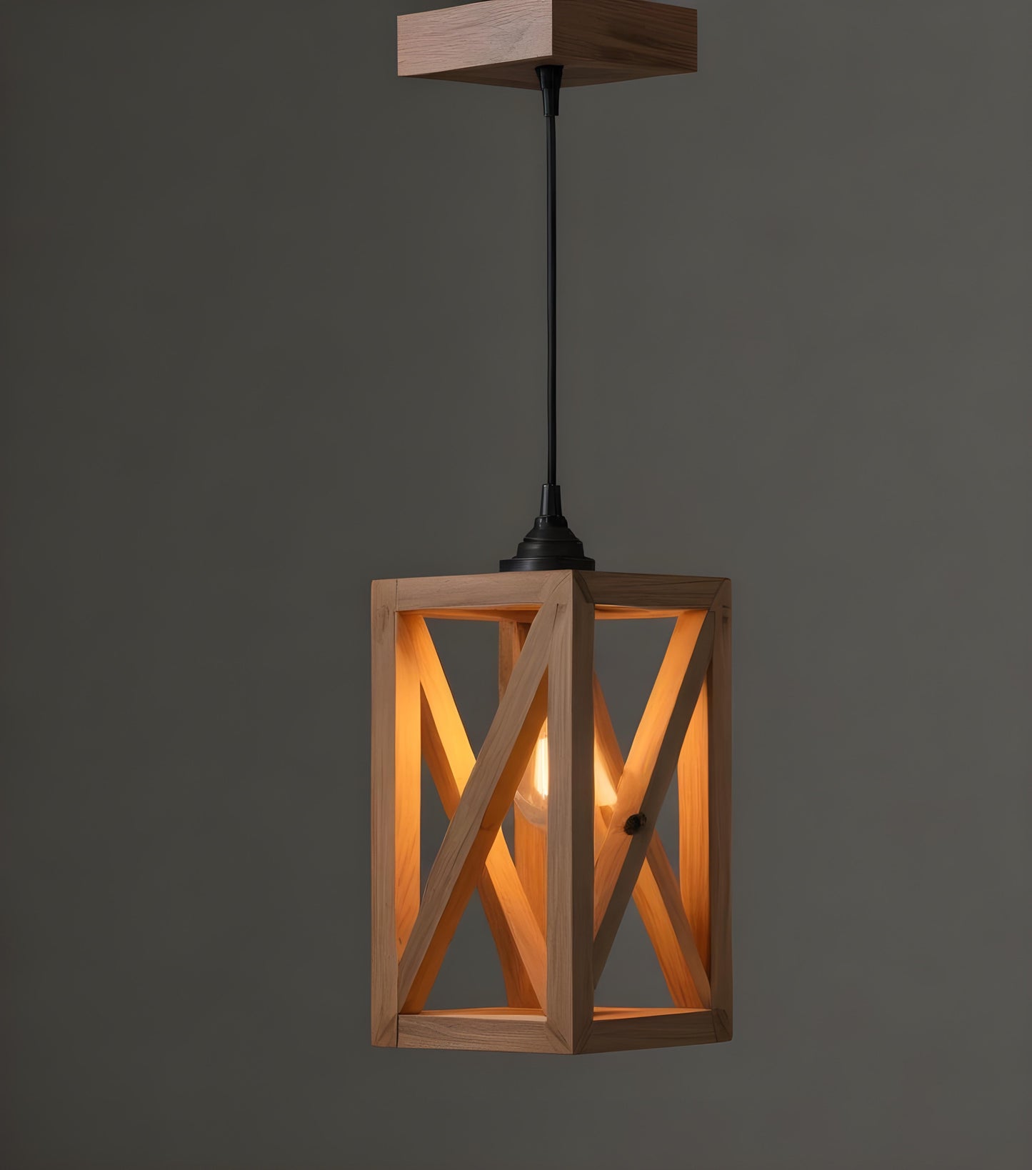 Teach Beige Wooden Single Hanging Lamp
