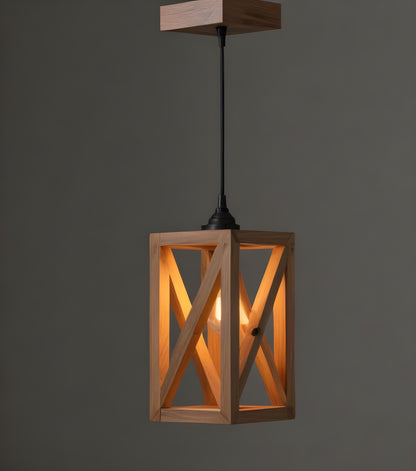 Teach Beige Wooden Single Hanging Lamp