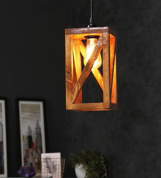 Teach Brown Wooden Single Hanging Lamp