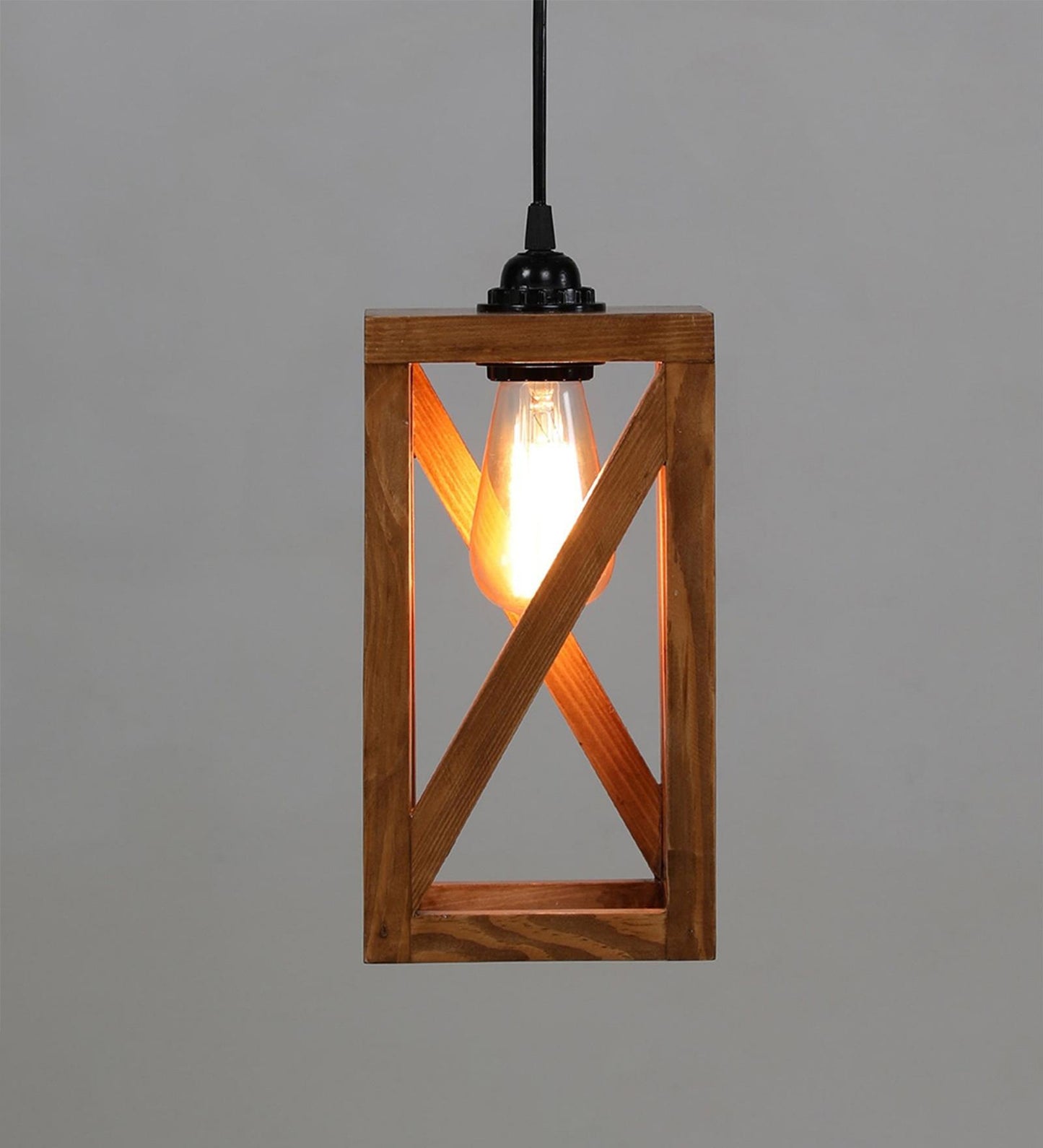 Teach Brown Wooden Single Hanging Lamp