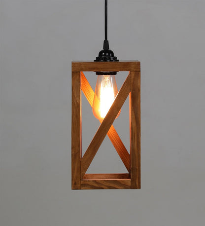 Teach Brown Wooden Single Hanging Lamp
