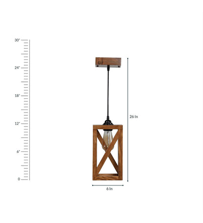 Teach Brown Wooden Single Hanging Lamp