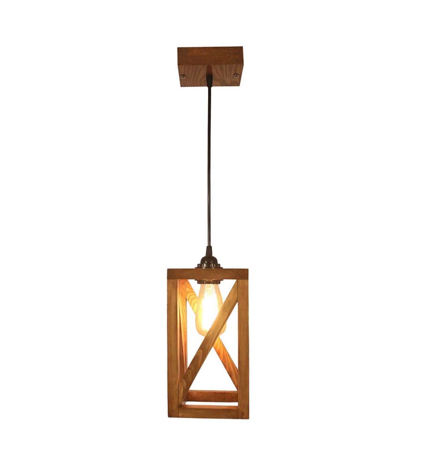 Teach Brown Wooden Single Hanging Lamp